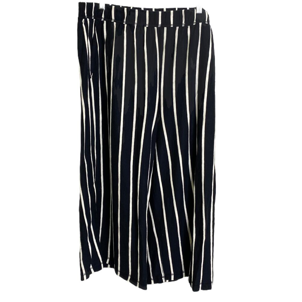 Eileen Fisher Women's Size XL Pants Trouser Black White Striped Wide-Leg Palazzo